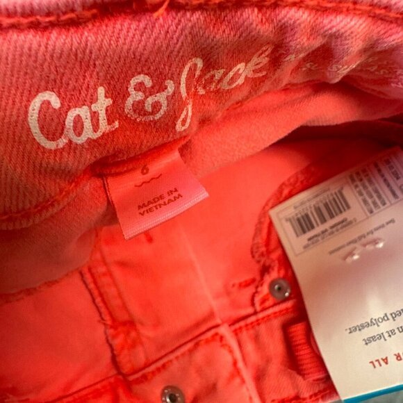 CAT & JACK NEON ORANGE SKINNY PANTS JEGGING NEW SIZE 6 ADJ WAIST - Picture 2 of 5
